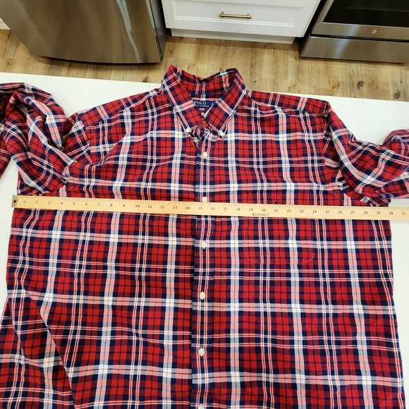 Polo Ralph Lauren Shirt Mens 2XLT Red Plaid Long Sleeve Classic Fit Outdoors - Picture 5 of 9